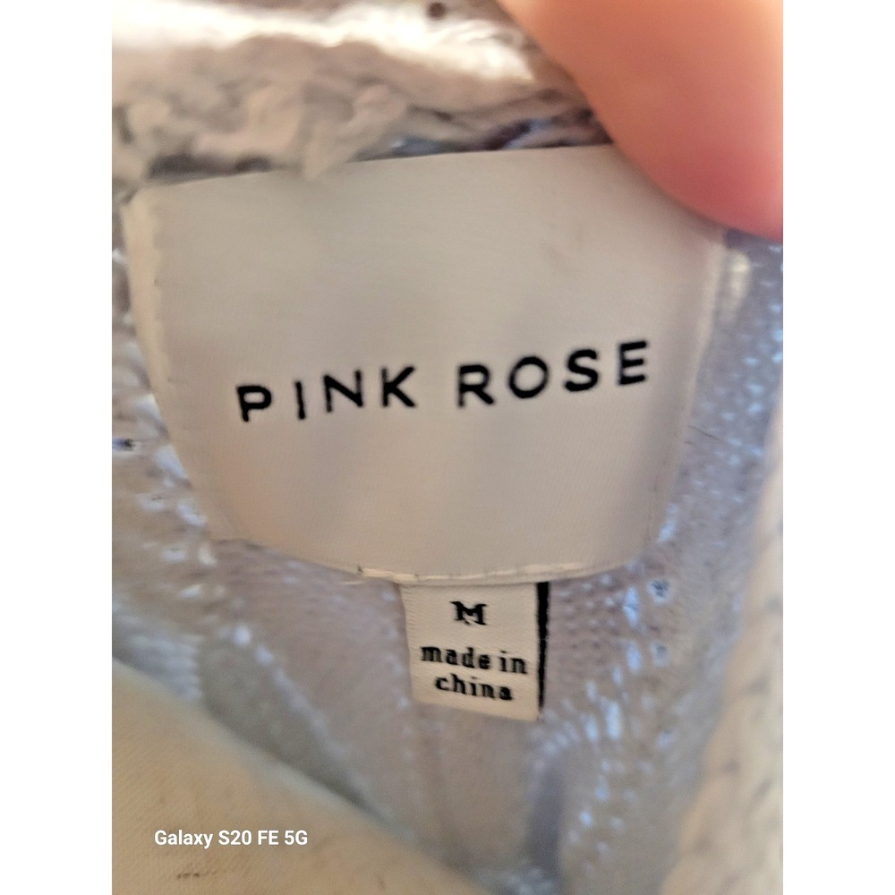 Pink Rose Womens SZ M Open Front Knit Boho Cottagecore Chunky Coastal Cardigan - Picture 6 of 8